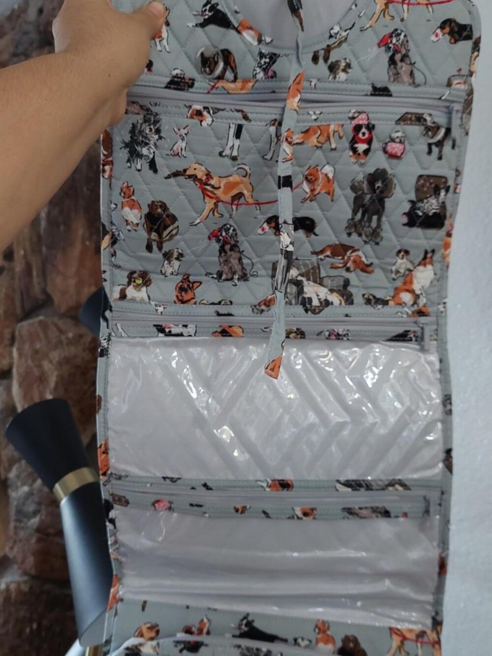 Vera Bradley Grand Hanging Travel Organizer Bag Dog Show Gray Quilted Cotton #ma - Picture 3 of 7